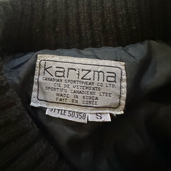 Vintage 90s Karizma Black Speckled Wool Bomber Jacket (Size S/M) - Picture 11 of 15